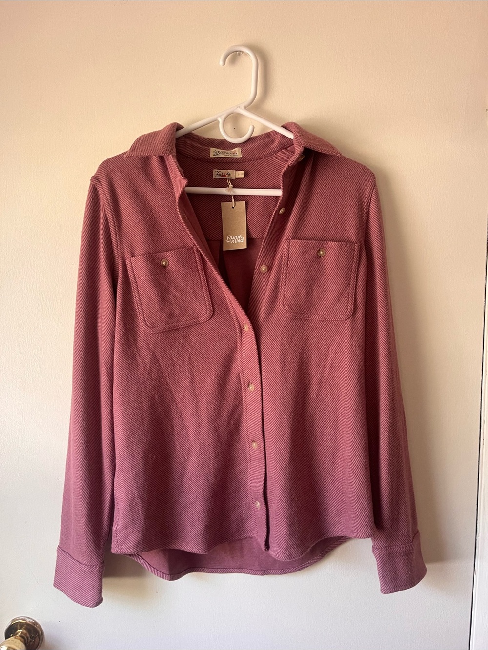 Faherty NWT Rosewood Button-Front Women's Shirt Sweater - Rose